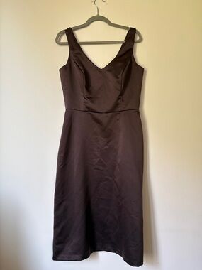 After Six Chocolate Brown V-Neck Midi Dress